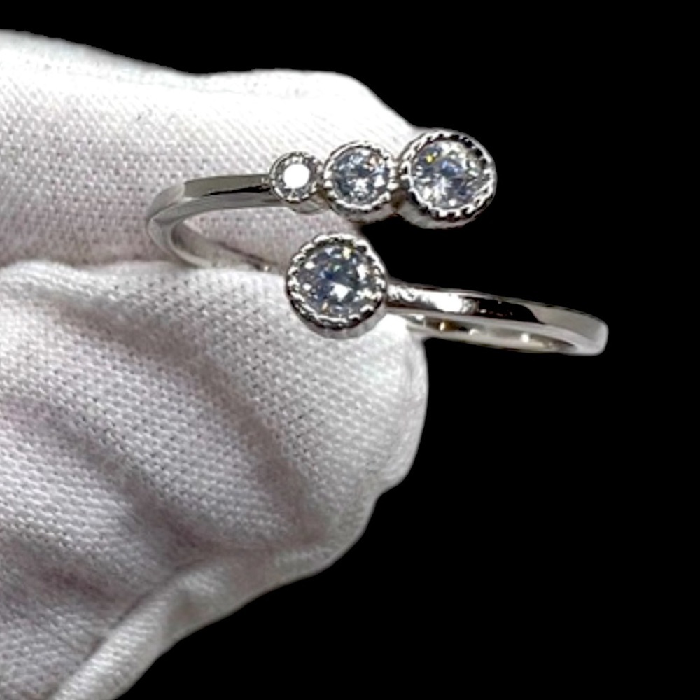 Sterling Silver Adjustable Cz Ring - image 1